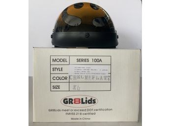 Gr8 Lids Chrome Flamed XL Helmet