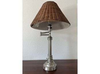 Metal Swing Arm Lamp With Brown Shade
