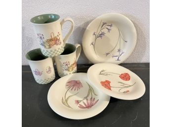 Sonoma Floral Mugs And Cake Plates