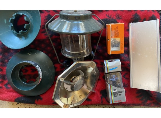 Great Group Of Hiking Equipment Including Coleman Lantern And Halogen Headlamp