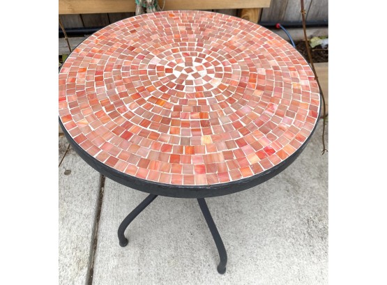 Fabulous Wrought Iron Mosaic Outdoor Side Table