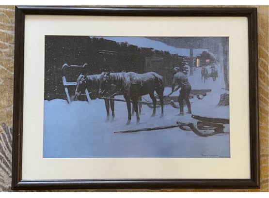 1988 Frederic Remington Art Museum Reproduction Photo Titled 'End Of The Day'