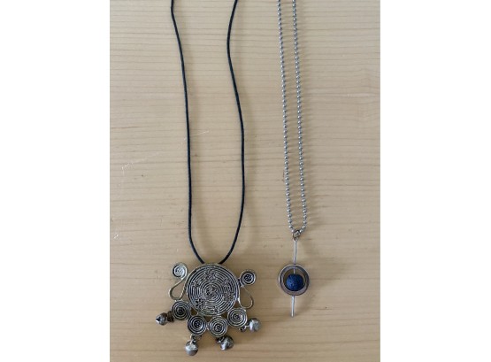 Collection Of Two Necklaces Including Large Tribal Pendant With Bells