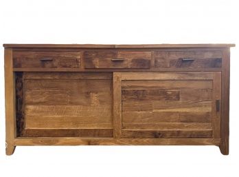 Solid Wood Console Table With Sliding Shelves Made Of Reclaimed Wood From Bali