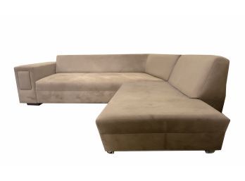 Tan Microfiber Suede Sectional With Bench Storage - Very Comfy!