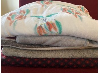 Grouping Of Throw Blankets Including Colorful Owl Microfiber Blanket