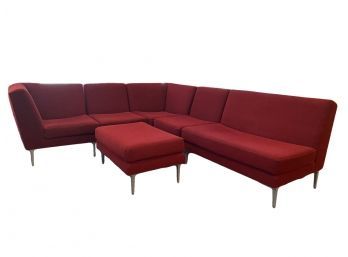Burgundy Modular Sectional Couch & Ottoman From Design Within Reach
