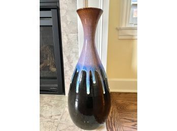 Heavy & Tall Dripware Pottery Vase In Purple Blue And Black Colorways