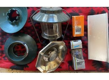 Great Group Of Hiking Equipment Including Coleman Lantern And Halogen Headlamp