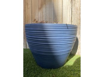 Large Blue Plastic Striped Planter Pot 12' Tall