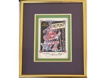 Jamie Hayes Signed 'repent' Limited Edition Framed Print From Mardi Gras (Year Of Katrina)
