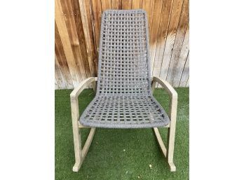 Awesome World Market Gray Lattice Woven Rocking Patio Chair With Wood Frame