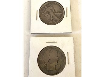 Pair Of Two Coins Including Walking Liberty And 1900 Morgan Dollar