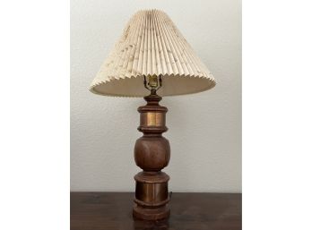 Wood And Copper Base Table Lamp