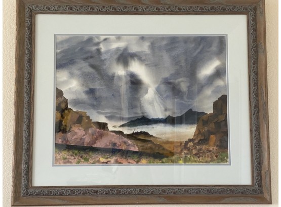 Carl Purcell 1960 Original Large Southwestern Canyon Watercolor Painting