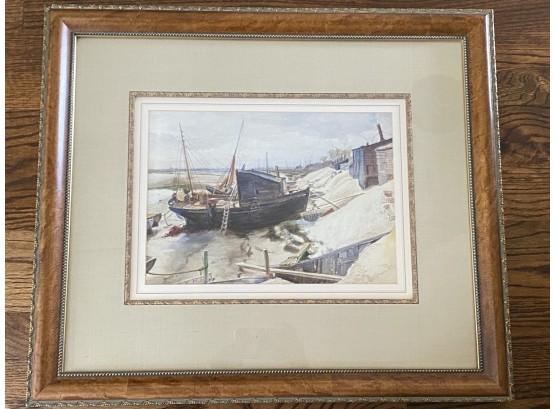 Listed Artist Frank Hobden Antique Original Seaside Watercolor Exhibited Between 1882-1918