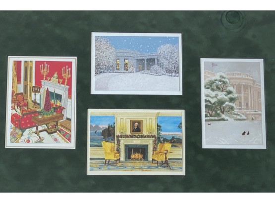 Framed Collection Of Vintage White House Christmas Cards Including J. Wyeth & Barbara Prey