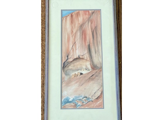 Jan Wright Original Southwestern Watercolor Of Adobe House In The Desert