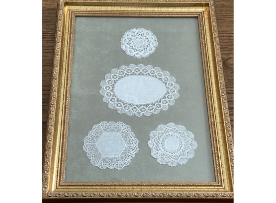 Hand-Sewn And Framed Antique Lace Tatting & Doilies