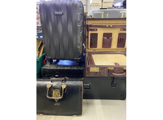 Collection Of 4: Samsonite Suitcase, Trunk, Briefcase, Schlesinger Brothers Bag