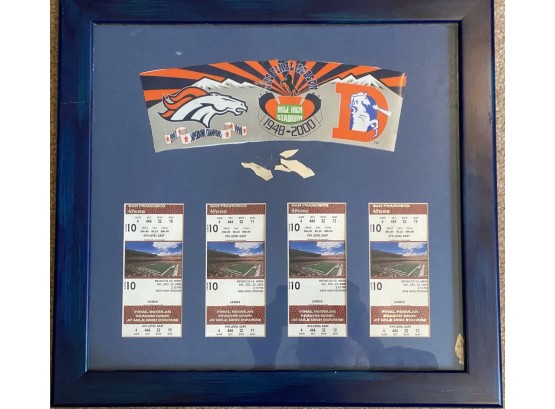 Sports Memorabilia: Framed Broncos Tickets From December 23, 2000 Broncos Vs. 49ers