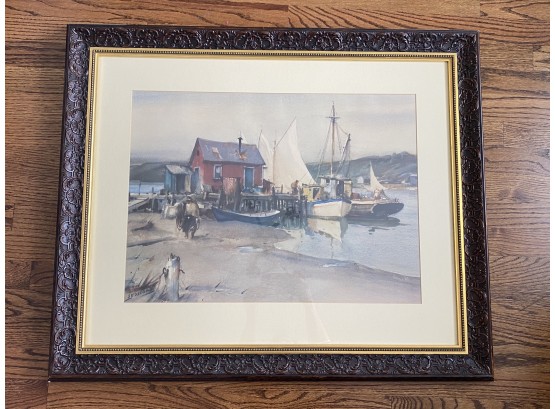 Original Large Seaside Watercolor Signed James Milton Sessions (1882-1962)