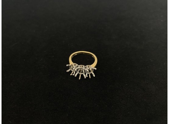 18K Gold Ring With Platinum- Handmade