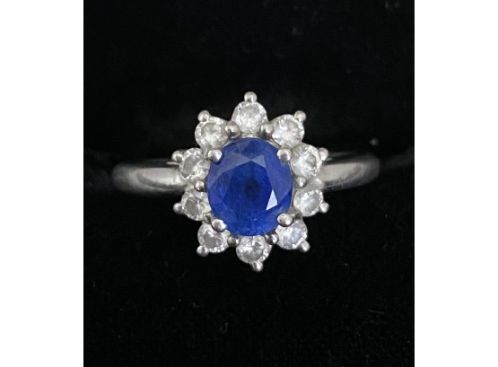 Platinum Ring With Diamonds And Sapphires
