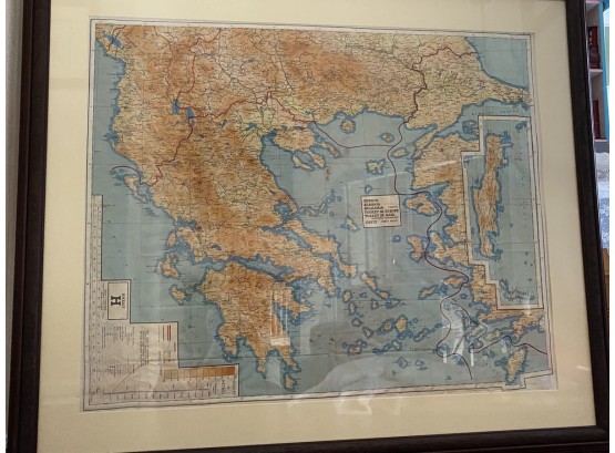 Extra Large Framed Map Of Greece And Turkey Sheet H