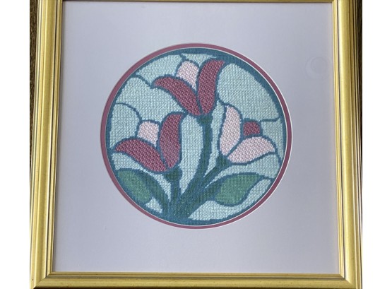 Framed Cross-Stitch Tulips