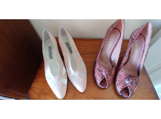 Two Pairs Of Pumps Including Franco Sarto Peep Toe Pumps In Rose Python New In Box