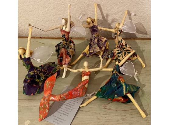 Seattle Artist Sarena Mann Signed Paper Mâché Ornaments Of Fairies & Mermaids