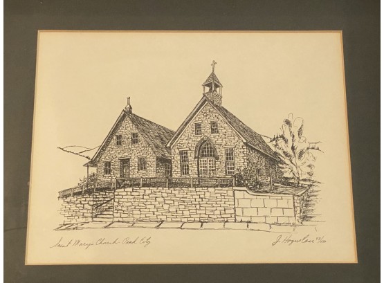 Utah Artist J Hogue Case Signed And Numbered Limited Edition Print Of Saint Mary's Church 43/250