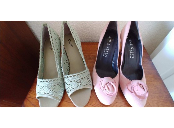 Two Pairs Of Pumps Including Sage Green Crochet By Cami