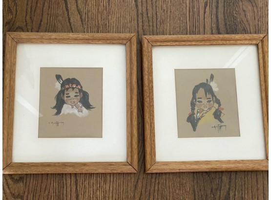 Pair Of Two Native American Children Print By Gerda Christofferson