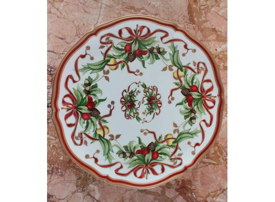 Beautiful Tiffany Christmas Plate With Gold Trim