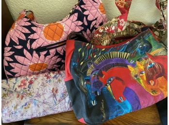 Collection Of Designer Cloth Handbags Including Laurel Burch, Vera Bradley, & Ming Ray