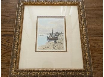 Signed Antique Belgian Original Watercolor Henri Cassiers