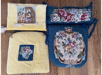 Lot Of Needlepoint Chair Cushions- Collection Of 4