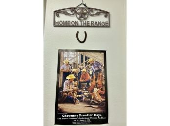 Collection Of Country Decor: Home On The Range Wall Hanging & Vintage 1993 Cheyenne Frontier Days Poster
