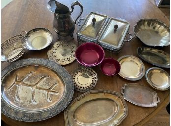 Collection Of 15 Silver Plate Items Including: Dutchardt, Reticulated Sterling, Passant Hallmark