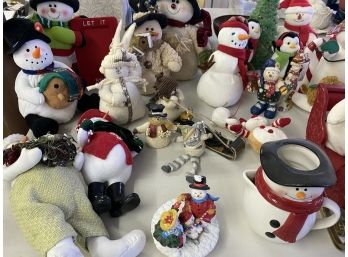 Huge Collection Of Christmas Decor Mostly Snowmen & Santas