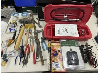 Collection Of 20+ Tools Including: International Tool Box, Rotary Power Tools, Mallets, Hammers, & Hand Tools