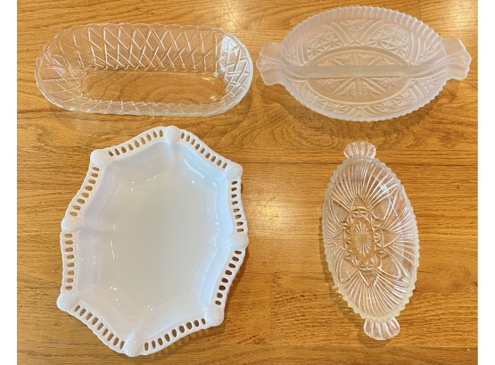 Lot Of 4 Crystal Candynut Dishes
