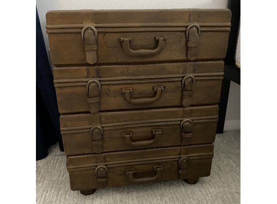 Faux Suitcase Nightstand  With 4 Drawers