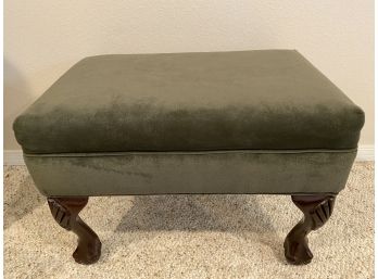 Green Micro Suede Foot Stool With Lion Legs