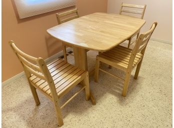 Small Wooden Table With 4 Chairs And Extra Leaf