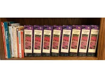 Shelf Of Gardening Themed Books Including Gardening Made Easy Set