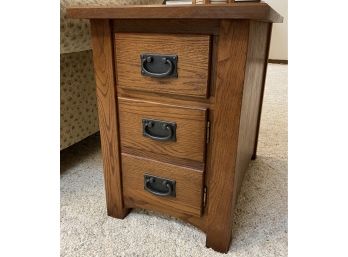 Wood Side Table With 2 Drawers