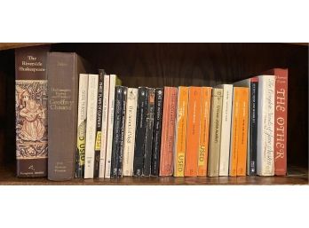 Shelf Of Books Incl.: The Riverside Shakespeare, Greek Tragedies, And Jane Austen Books